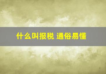 什么叫报税 通俗易懂